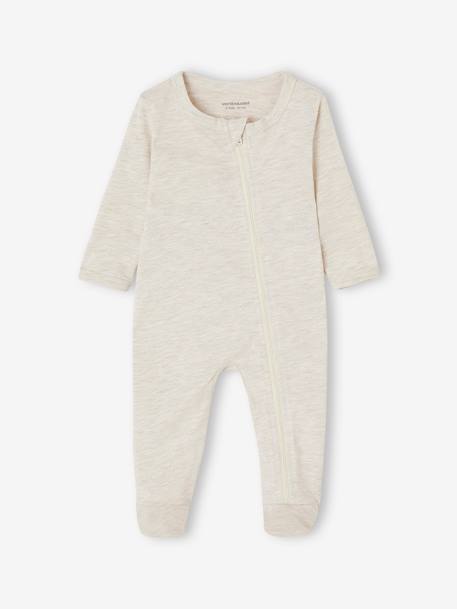 Set van 3 pyjama's van jersey met rits BASICS cappuccino+chambrayblauw+rouge - vertbaudet enfant 