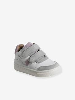 Schoenen-Baby schoenen 17-26-Loopt meisje 19-26-Sneakers-Leren witte babysneakers met klittenband