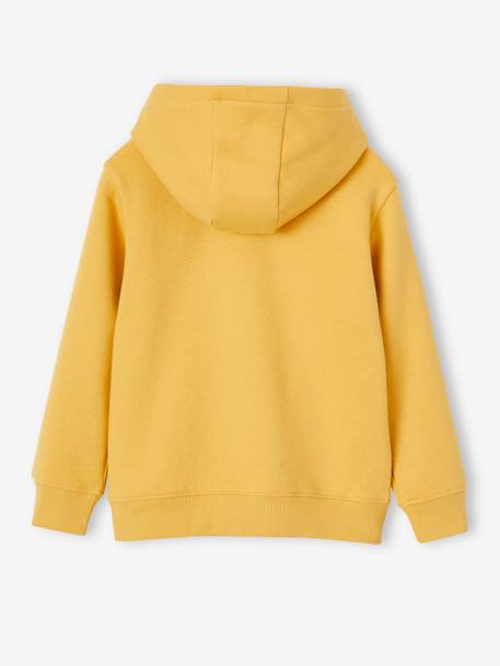 Sweat garçon zippé à capuche motif poitrine blanc chiné+noix de pécan+ocre+rouge+turquoise - vertbaudet enfant 
