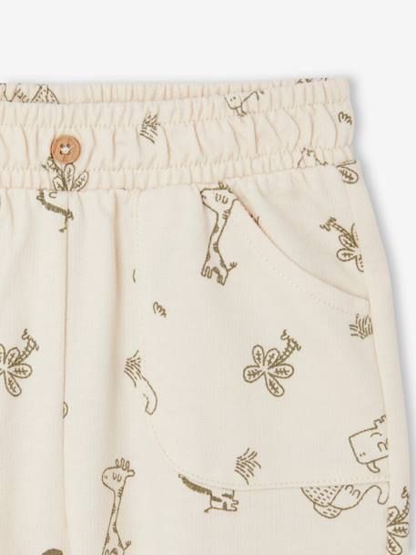 Pantalon imprimé en molleton bébé écru+kaki - vertbaudet enfant 