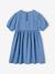 Robe manches ballon fille denim brut+stone+vanille - vertbaudet enfant 