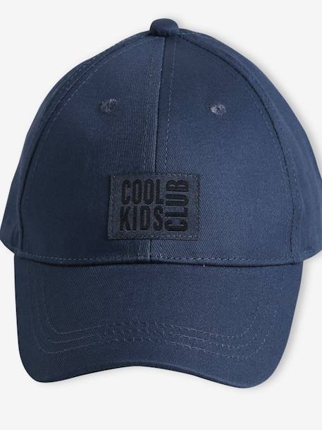 Petje voor jongens met effen geborduurde details korstmos+marineblauw - vertbaudet enfant 