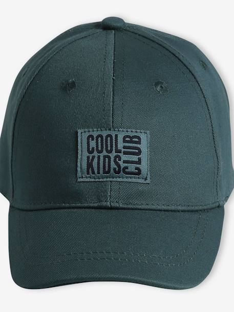 Petje voor jongens met effen geborduurde details korstmos+marineblauw - vertbaudet enfant 