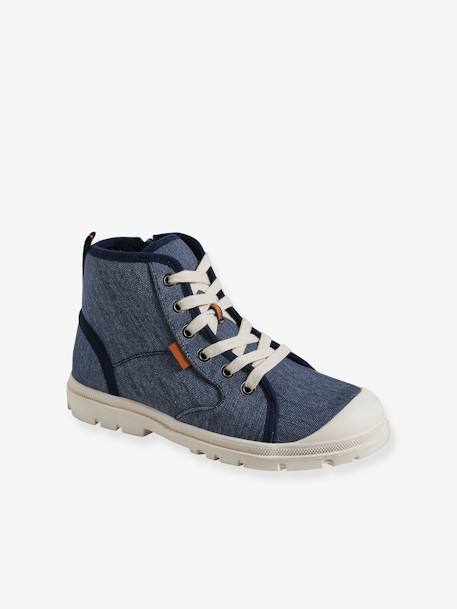 Baskets montantes toile enfant semelle crantée bleu jean - vertbaudet enfant 