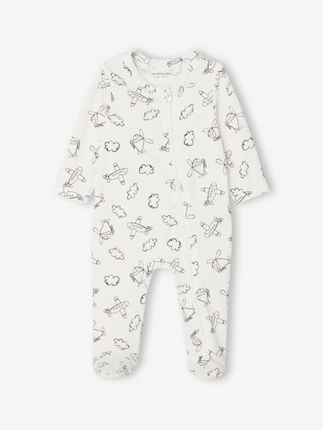 Set van 3 pyjama's van jersey met rits BASICS cappuccino+chambrayblauw+rouge - vertbaudet enfant 