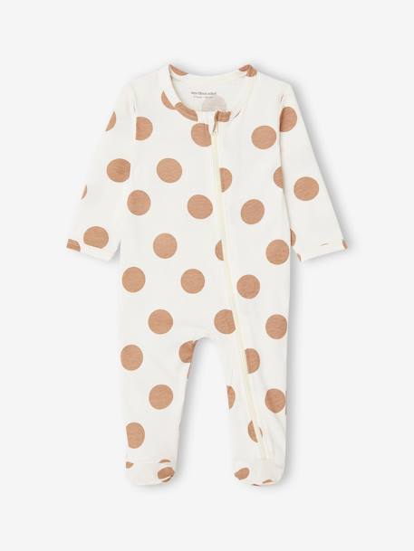 Set van 3 pyjama's van jersey met rits BASICS cappuccino+chambrayblauw+rouge - vertbaudet enfant 