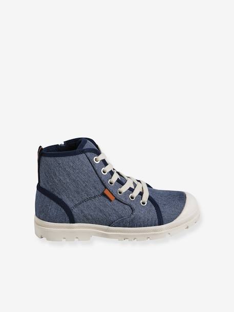 Baskets montantes toile enfant semelle crantée bleu jean - vertbaudet enfant 
