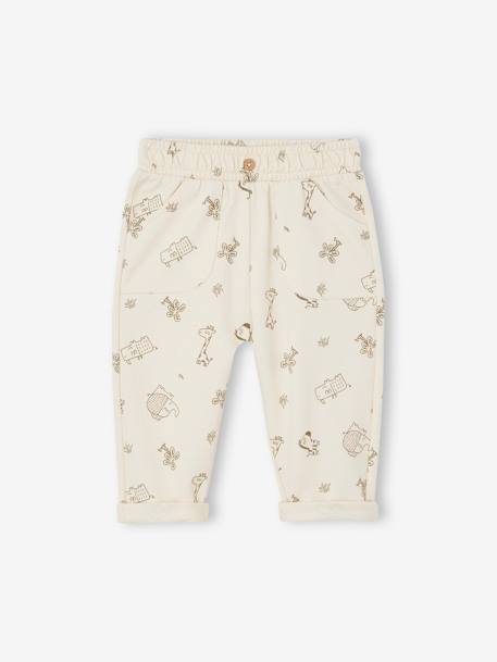 Broek met print van molton baby ecru+nachtblauw+saliegroen - vertbaudet enfant 
