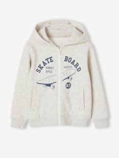 Jongens-Sport collectie-Sweater met rits, capuchon en skatemotief voor jongens