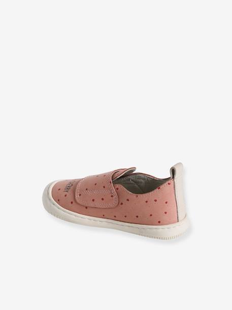 Chaussons scratchés bébé en cuir souple rose+rose imprimé - vertbaudet enfant 
