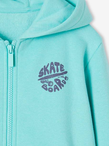 Sweat garçon zippé à capuche motif poitrine blanc chiné+bleu nuit+noix de pécan+rouge+turquoise - vertbaudet enfant 