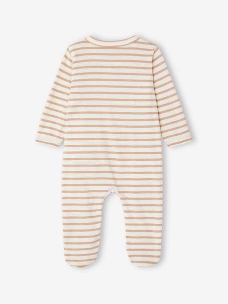 Set van 3 pyjama's van jersey met rits BASICS cappuccino+chambrayblauw+rouge - vertbaudet enfant 