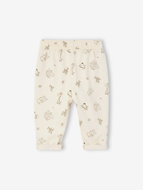 Pantalon bébé molleton imprimé bleu nuit+écru+vert sauge - vertbaudet enfant 