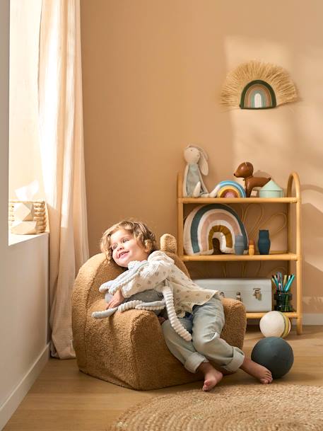 Fauteuil en mousse et sherpa Ourson camel+écru - vertbaudet enfant 
