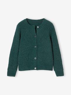 Meisje-Trui, vest, sweater-Gebreid chenille vest voor meisjes met ajourwerk