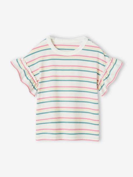 Denim meisjesset met T-shirt + tuinbroek stone - vertbaudet enfant 