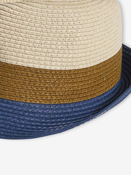 Driekleurige hoed in panamastijl met stro-look voor jongens hout - vertbaudet enfant 