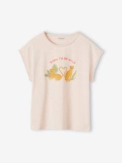 Meisje-T-shirt, souspull-T-shirt-Meisjesshirt panter in fluwelen flocking met boodschap