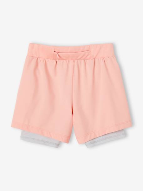 Short fille sport 2 en 1 matière technique corail+marine - vertbaudet enfant 