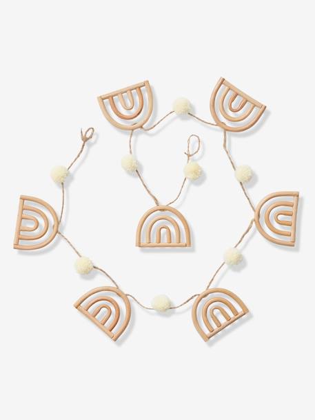 Guirlande arc-en-ciel et pompons en rotin beige - vertbaudet enfant 