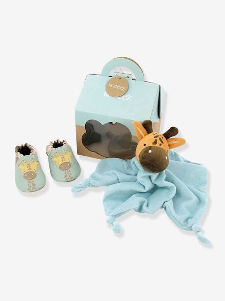 Cadeauset voor pasgeborenen slofjes + knuffel ROBEEZ© blauwgroen - vertbaudet enfant 