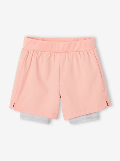 Short fille sport 2 en 1 matière technique corail+marine - vertbaudet enfant 