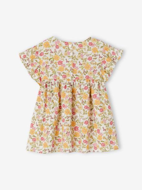 Blouse fille imprimée manches courtes à volants orange imprimé+rose pâle - vertbaudet enfant 