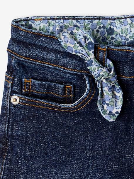 Short en jean brodé fleurs fille noeud imprimé fleurs denim brut - vertbaudet enfant 