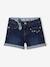Geborduurde denim meisjesshort met bloemenstrik ongewassen denim - vertbaudet enfant 
