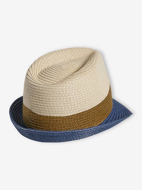 Driekleurige hoed in panamastijl met stro-look voor jongens hout - vertbaudet enfant 