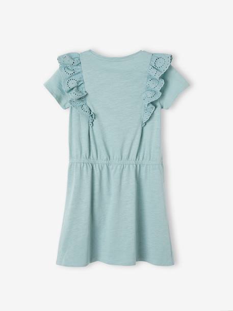 Robe avec volants en broderie anglaise fille marine+vert de gris - vertbaudet enfant 