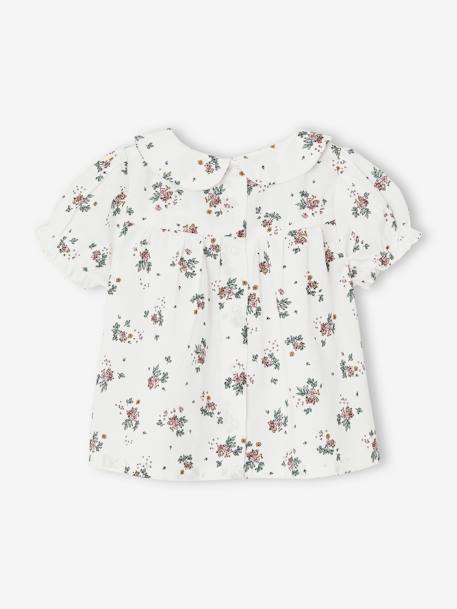 Blouse manches courtes naissance fleurie écru - vertbaudet enfant 