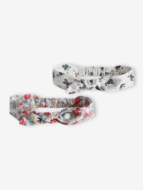 Lot de 2 headbands bébé fille fleuris effet noué écru - vertbaudet enfant 