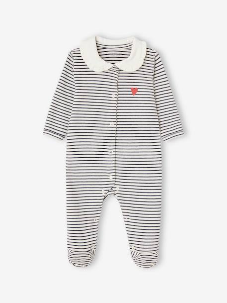 Set van 3 slaappakjes 'hartjes' baby van interlock nachtblauw - vertbaudet enfant 