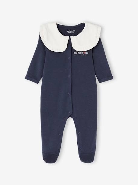 Set van 3 slaappakjes 'hartjes' baby van interlock nachtblauw - vertbaudet enfant 