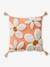 Coussin carré fleurs à pompons mandarine - vertbaudet enfant 