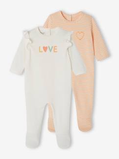 Baby-Pyjama,  overpyjama-Set van 2 "love" jersey slaappakjes baby