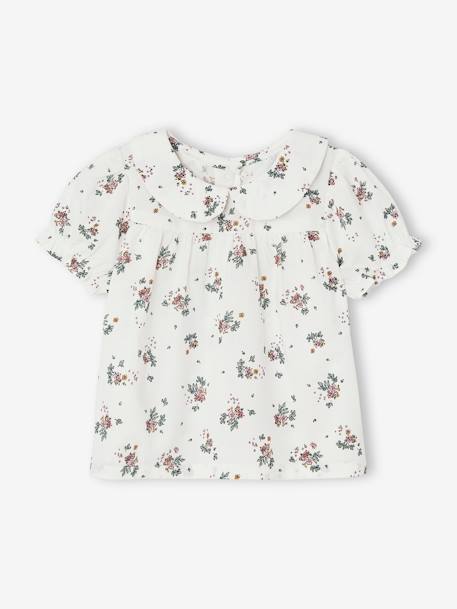Blouse manches courtes naissance fleurie écru - vertbaudet enfant 