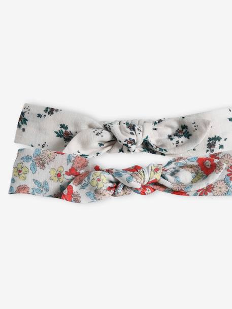 Lot de 2 headbands bébé fille fleuris effet noué écru - vertbaudet enfant 