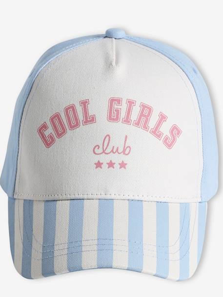 Casquette fille 'Cool Girls Club' rayé bleu - vertbaudet enfant 