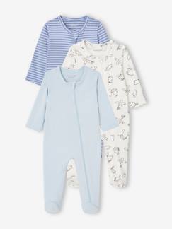 Baby-Pyjama,  overpyjama-Set van 3 pyjama's van jersey met rits BASICS
