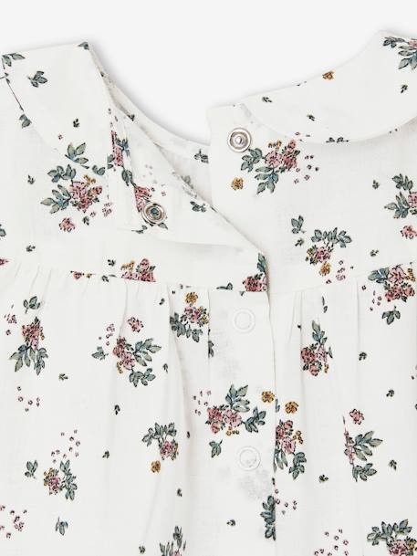 Blouse manches courtes naissance fleurie écru - vertbaudet enfant 