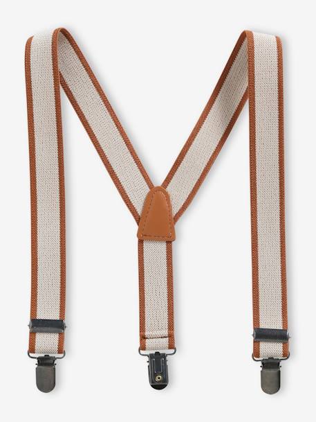 Tweekleurige bretels voor jongens karamel+marineblauw - vertbaudet enfant 