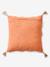 Coussin carré fleurs à pompons mandarine - vertbaudet enfant 