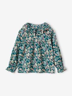 Meisje-Hemd, blouse, tuniek-Meisjesblouse met bloemenprint