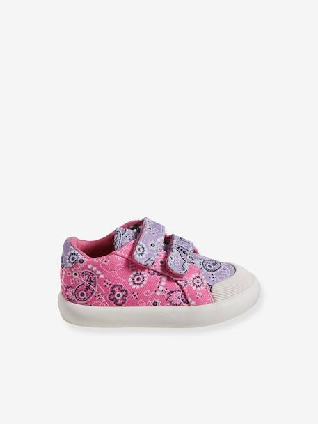 Stoffen tennisschoenen met klittenband voor babymeisjes groen madeliefjesprint+ijsblauw+paars, bedrukt+roze, bedrukt+veel roze+WIT - vertbaudet enfant 