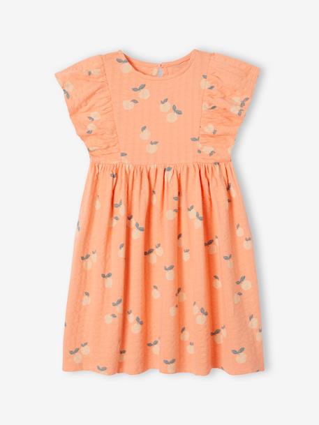 Robe en maille reliéfée fille mandarine+rose bonbon - vertbaudet enfant 