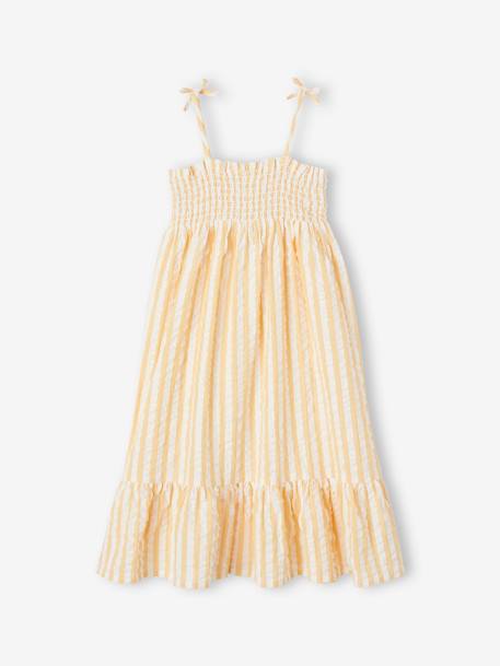 Robe à smocks rayée en seersucker fille rayé jaune - vertbaudet enfant 