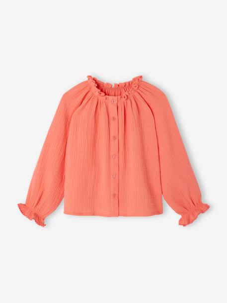 Fille-Chemise, blouse, tunique-Blouse ample en gaze de coton fille