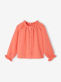 Meisje-Hemd, blouse, tuniek-Wijde meisjesblouse van katoengaas
